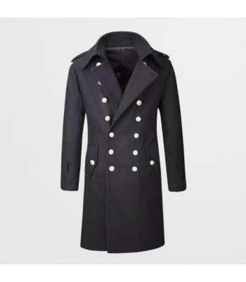 Men Double Breasted Trench Coat | Gothic Military Style Overcoat for Men